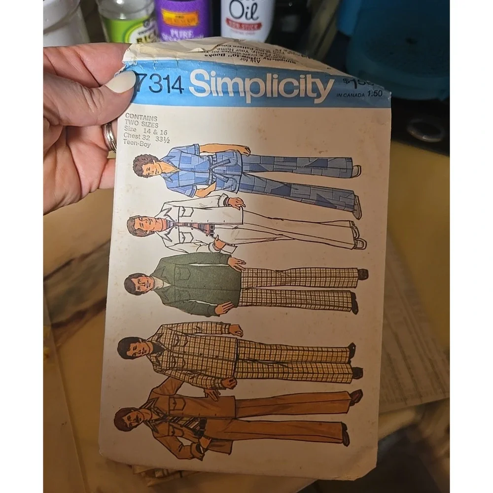 Vtg Simplicity 7314 Teen Boys Shirt-Jacket, Pants Sewing Uncut‎ Pattern 14 & 16